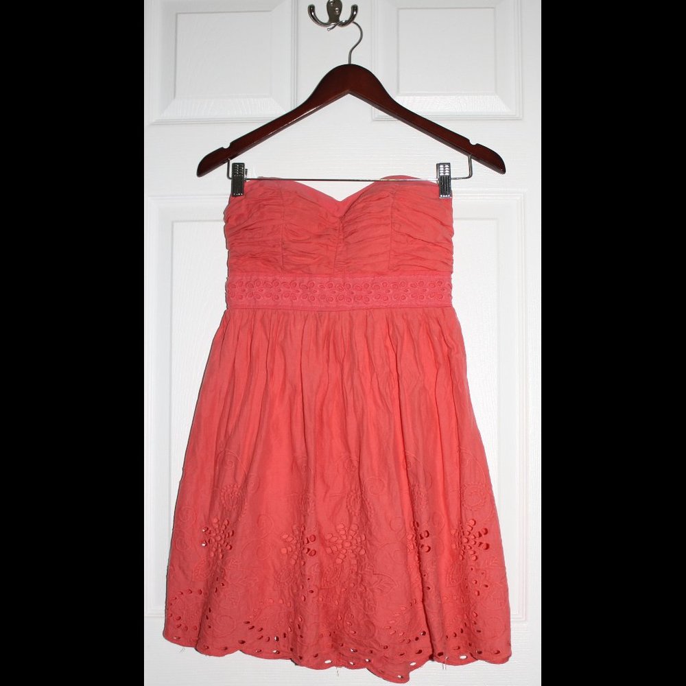 Coral Bustier Cotton Dress